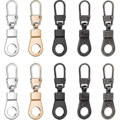 Zipper Pull Replacement for Small Holes Zipper, 10 Pcs Detachable Zipper Pull Tabs for Luggage Cloth