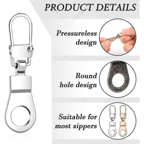 Zipper Pull Replacement for Small Holes Zipper, 10 Pcs Detachable Zipper Pull Tabs for Luggage Cloth 2