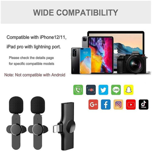 Wireless Microphone with Typ-c Port, Plug-play Mini Lavalier Lapel Mic Potable Clip On Lapel Mic Red 1