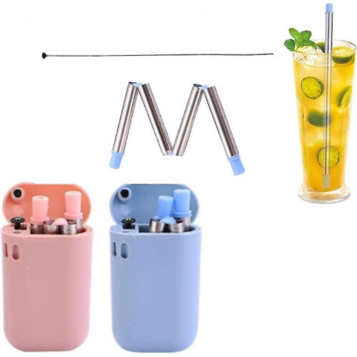 2pcs Collapsible Straw with Travel Case, Foldable Straws Reusable Environmentally Friendly Straw Wit
