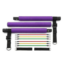 Pilates Bar Set, Portable Exercise Pilates with Resistance Foot Rings, Stretch Shaper Twist Crunches