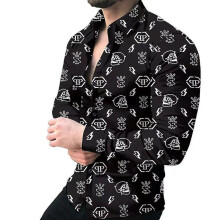 (S)Spring and autumn new high quality fashion trend men's oversized casual shirt printed long sleeve me