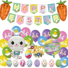 30pcs Decorations with Balloon,easter Bunnies, 'happy Easter' Decoration for Home, Party, Bunny Supp