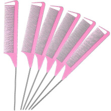 Namotu 6 Pieces Parting Comb Stainless Steel Pintail Comb Rat Comb Teasing Combs for Cutting Hairdre