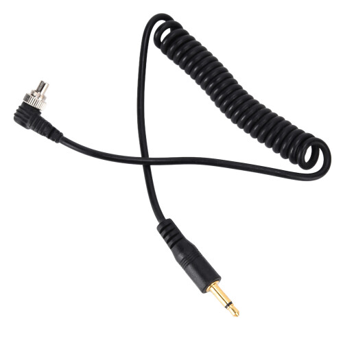 2pcs Coiled 3.5mm to PC Sync Cable for Digital Camera Flash, Black 2