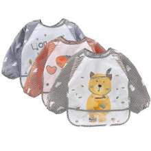 (shape1)3-pack Sleeve Waterproof Bib Coverage Apron Bib Smock Toddler Bibs With Pocket