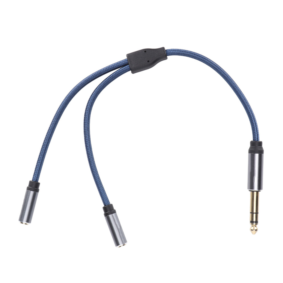 Nylon Aluminum 6.35Mm Male To Dual 3.5Mm Female Audio Cable Â 0.3M Blue 7891333100238
