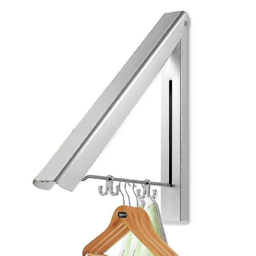 (Silver)Home Retractable Clothes Rack Mounted Folding Clothes Hanger 1