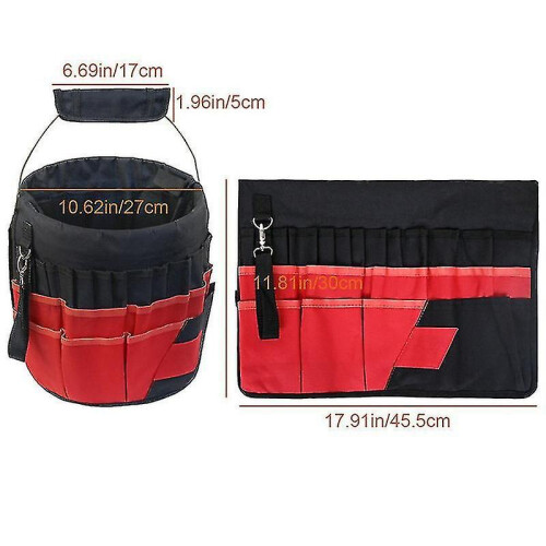 (RED)Bucket Tool Organizer - Insert For Construction, Garden, Red 2