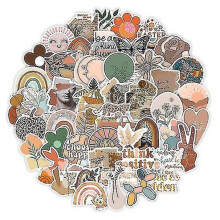 50pcs Aesthetic Boho Stickers, Cute Vinyl Waterproof Stickers for Bottles Laptop Phone, Scrapbooking