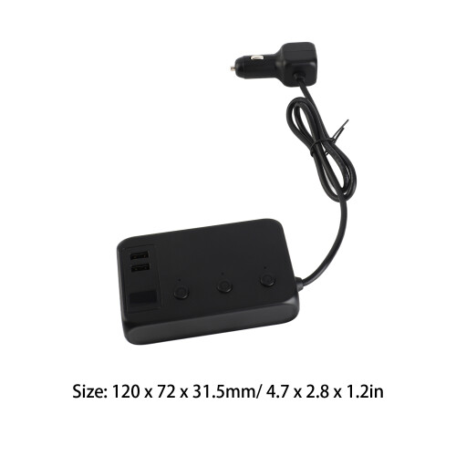 171W Car Power Splitter Adapter, 3 Outlets, Black, 120mm 1