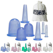 (Pink)7pcs/set Jar Silicone Vacuum Cupping Cans For Massage Anti Cellulite Suction Cups Face Pain Relief M
