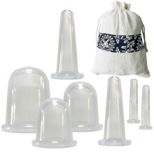 (Transparent)7pcs/set Jar Silicone Vacuum Cupping Cans For Massage Anti Cellulite Suction Cups Face Pain Relief M