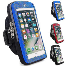 (Blue)Outdoor Running Wrist Armband Sports Arm Bags Mobile Phone Pouch Holder