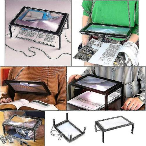 Reading Magnifier, Magnifying Glass with 3x Magnification Reading Aid with 4 Led for Elderly - A4 Re 2