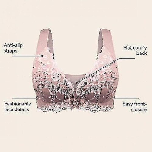 (Black,XL)Women's Size Front-closure Lace Posture Corrector Bras Comfort Seamless Coverage Bras 2