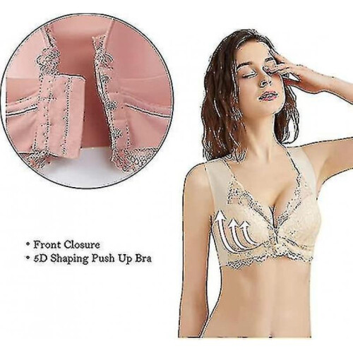 (Black,5XL)Women's Size Front-closure Lace Posture Corrector Bras Comfort Seamless Coverage Bras 2