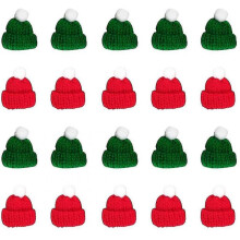 20 Pcs Mini Knitted Santa Hat Santa Claus Hats Lollipop Top Wraps Toppers Bottle Stopper Tree Decor