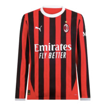 (3XL) 2024-2025 AC Milan Home Long Sleeve Shirt