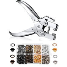 (Gold, Silver, Grey, Copper) 3/16 Inch Grommet Tool Kit Eyelet Plier Set Hole Punch Grommet Hand Press Pliers with 200 Pieces of Eyelets for Shoes Clothes Bags