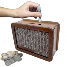 Piggy Bank Adult Wooden, 1000 Saving Plan Money Box with Counter for College Funds Car Funds_d521