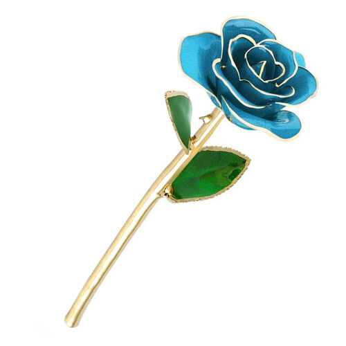 Long Stem Dipped 24k Gold Rose in Gift Box with 2