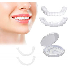 Fake Teeth, 1 Pair Dentures Teeth for Women Men, Dental Veneers for Temporary Teeth Restoration, Com
