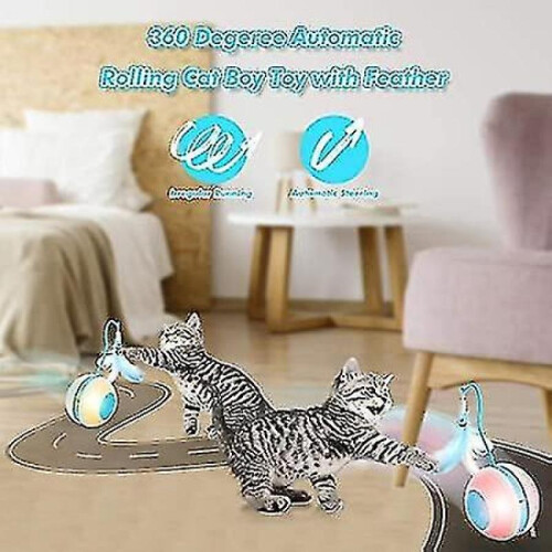 Interactive Cat Toy Electric Movable Feather,rechargeable Led Colour_d384 2