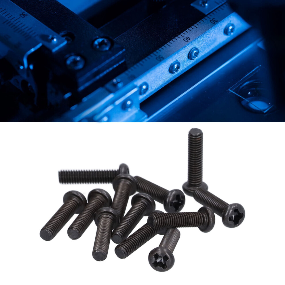 50Pcs M3x12 Steel Pan Head Machine Screws Fully Threaded Black Zinc Bolts 5031333113018