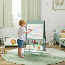 (Green) AIYAPLAY 3-in-1 Kids Easel, Double-Sided Art Easel with Paper Roll