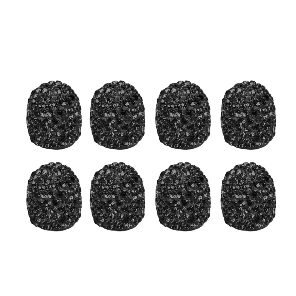 8Pcs Car Tire Valve Stem Cap Handmade Sparkling Black 9121376216107