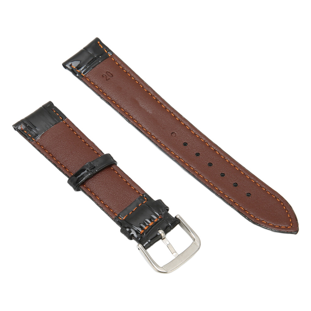 Pu Leather Watch Band Adjustable Comfortable Fit With Alloy Pin Buckle Black 7681333126594