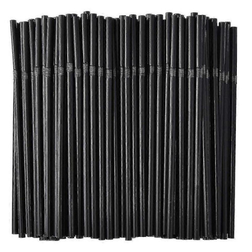 (500 pieces) 500/200/100pcs Flexible Bendy Black Drinking Straws Plastic Disposable Straws