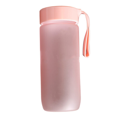 Bouteille d'eau de 600 ml rose mat anti-fuite avec sangle