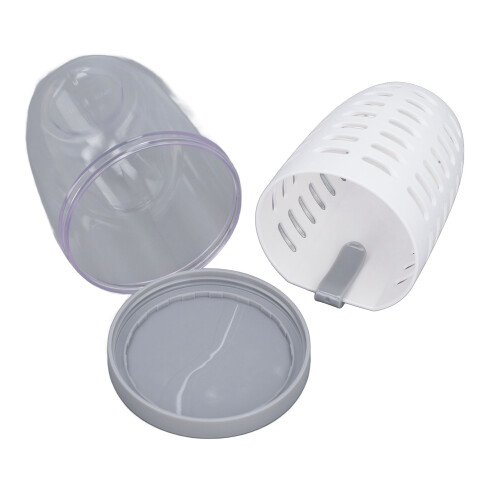 Portable Leakproof Fruit Draining Cup with Fork, White, 10.5x10.5x12.5cm