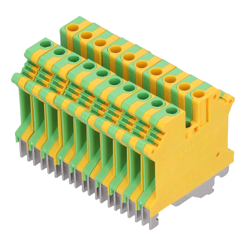 50Pcs Din Rail Grounding Terminals 2 Channel 34A Side Wiring 9421333140316