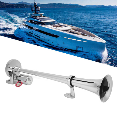 Klaxon trompette électrique chromé 450 mm 12/24 V 135 dB 2
