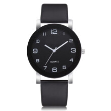 Damenuhr Analog Quarz Runde Armbanduhr (Schwarz)
