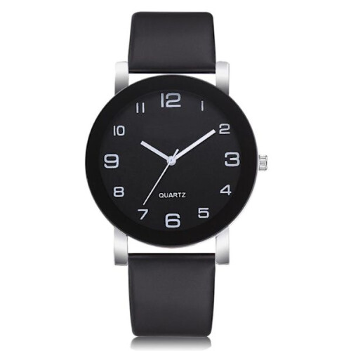 Damenuhr Analog Quarz Runde Armbanduhr (Schwarz)