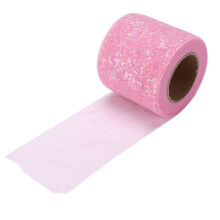 Light Rose Polyester Tulle Fabric Roll 6cm x 25Yards for Wedding & Craft