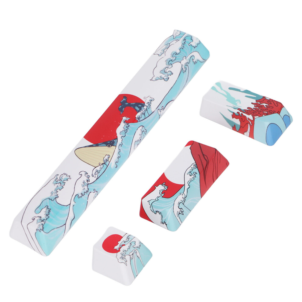 4Pcs Custom Pbt Keycaps For Mechanical Keyboard, Cartoon Pattern, Space, Esc, Enter 3661333152834