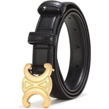 Damenuhr, modischer Gürtel mit Lochschnalle, Ledergürtel für Jeans, Freizeithosen (schwarz)
