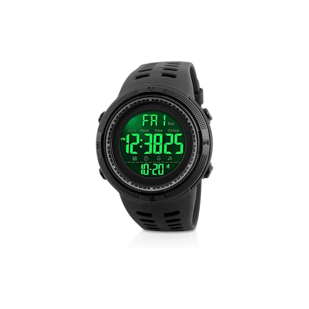 Digital men's watch, waterproof with LED backlight