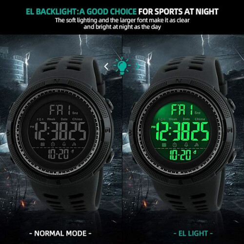 Digital men's watch, waterproof with LED backlight 2