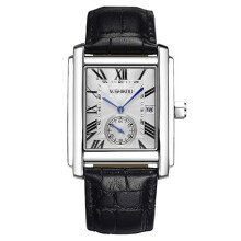 Herrenuhr, quadratisch, Vintage-Armbanduhr aus Leder, römische Ziffern-XF4-
