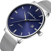 Herrenuhr, ultradünne, wasserdichte Armbanduhr für Herren, modisch, mit schwarzem Edelstahl-Mesh-Armband