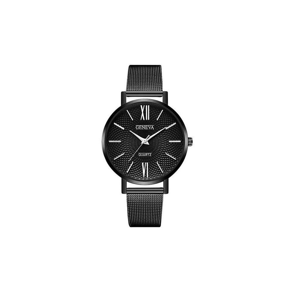 (AH) 2021 Nouvelle montre pour femmes, montres noires, bracelet en maille d'acier inoxydable, montre-bracelet