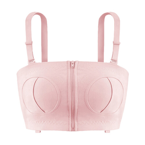 Dual Layer Nursing Pump Bra - Hands-Free Comfy Cotton 95mm Openings ZIP 2