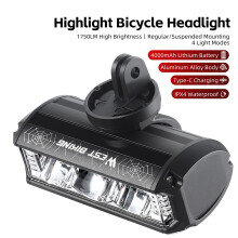 High Brightness Aluminum Bike Light 1750 Lumen USB Rechargeable 188g