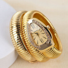 (Gold) Schlangenuhr, Damenmode-Armbanduhr, kreative Quarzuhr Gold Gold